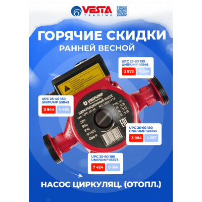 Акция на циркуляционные насосы UNIPUMP серии UPC