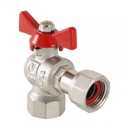 Кран шаровой BASE угловой с накидной гайкой 1/2" вн.-вн.