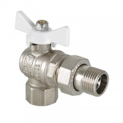 Кран шаровой BASE угловой с полусгоном 1/2" вн.-нар. белая рукоятка