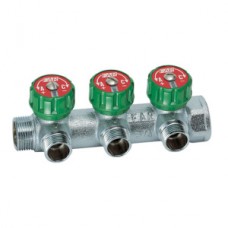 Коллектор регулирующий FAR 1" (ВР-НР) с 3 отв. 3/4"EU с вставкой под плоское уплотнение