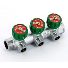 Коллектор регулирующий FAR 3/4" (ВР-НР) с 3 отв. 1/2"EU с вставкой под плоское уплотнение