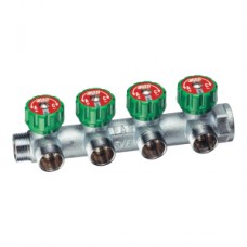 Коллектор регулирующий FAR 1" (ВР-НР) с 4 отв. 1/2"EU с вставкой под плоское уплотнение
