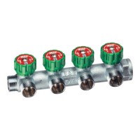 Коллектор регулирующий FAR 1" (ВР-НР) с 4 отв. 3/4"EU с вставкой под плоское уплотнение