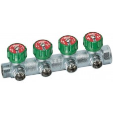 Коллектор регулирующий FAR 3/4" (ВР-НР) с 4 отв. 1/2"EU с вставкой под плоское уплотнение