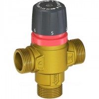 ROMMER Термостатический смесительный клапан для систем отопления и ГВС 3/4" НР 30-65°С KV 1,8 с центральным смешиванием