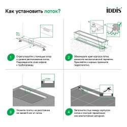 Лоток душевой Iddis Level, нерж. сталь, гориз. выпуск, комб. затвор, перфор. решетка, 700мм