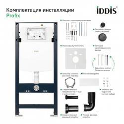 Комплект Iddis 3в1: подвесной унитаз Bild, инсталляция Profix и черная клавиша смыва