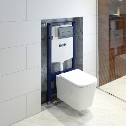 Комплект Iddis 3в1: подвесной унитаз Bild, инсталляция Profix и черная клавиша смыва
