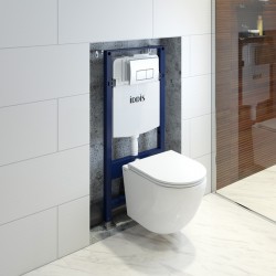 Комплект Iddis 3в1: подвесной унитаз Blanco Q, инсталляция Profix и хромированная клавиша смыва