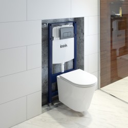 Комплект Iddis 3в1: подвесной унитаз Calipso, инсталляция Profix и черная клавиша смыва