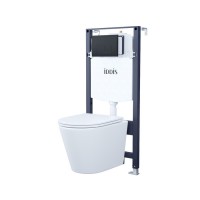 Комплект Iddis 3в1: подвесной унитаз Calipso, инсталляция Profix и черная клавиша смыва