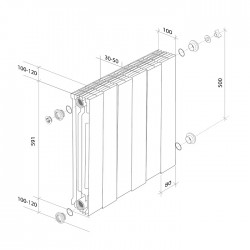 Дизайн-радиатор бимет. Royal Thermo PianoForte Noir Sable 500 x 100 - 4 секц.